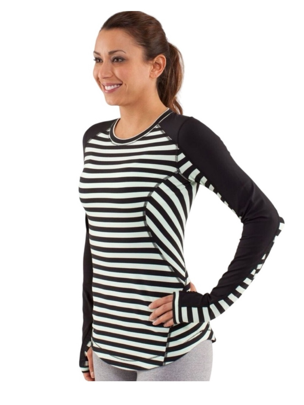 Lululemon Run Reflect long sleeve in sea stripe mint moment black